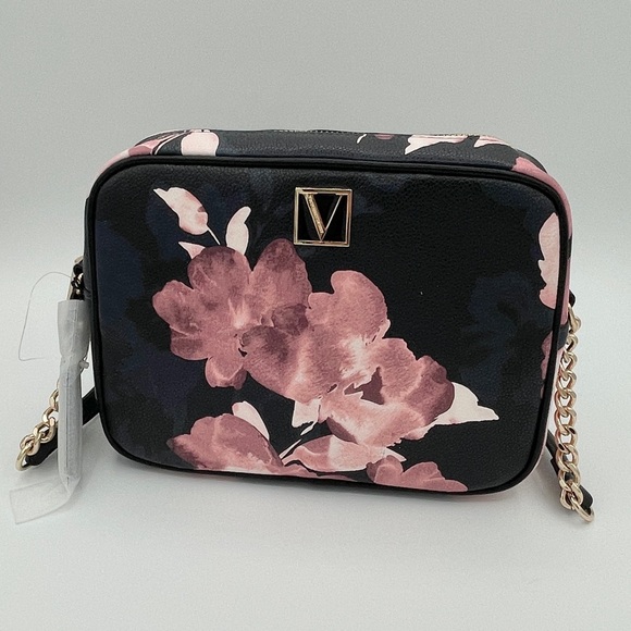 Victoria's Secret Handbags - Victoria’s Secret Floral Crossbody Bag – Black & Pink